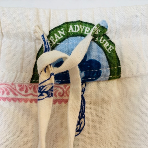 Rachel Zoe Palazzo Pants Linen Blend Pacific Stamps Size M White Beachy Tropical - Picture 3 of 16